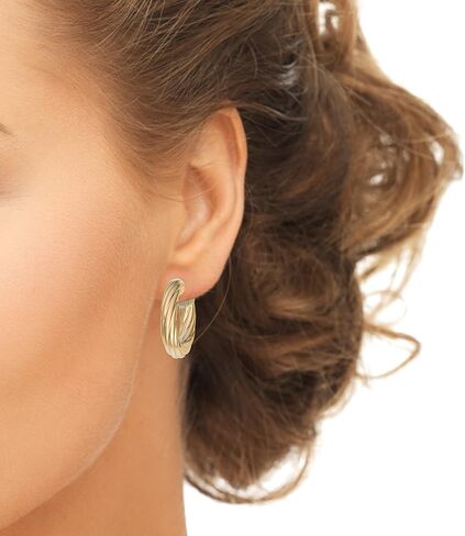 Kooljewelry 14k Yellow Gold 4.7 mm High Polish Twist Design Oval Hoop Earrings in Saudi Arabia