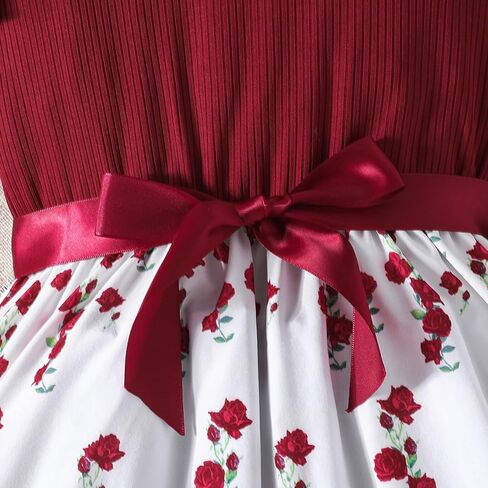 Elegant Red Floral Print Dress, Party Outfit for Girls, Classic Red Dress for Daily Wear in Saudi Arabia