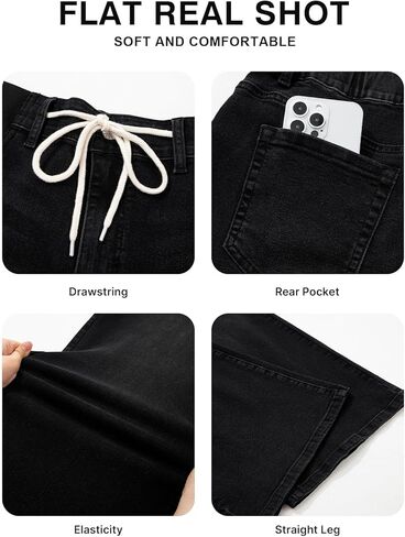 BLENCOT Women's Maternity Jeans High Waisted Drawstring Stretchy Straight Leg Pregnancy Denim Pants in Saudi Arabia