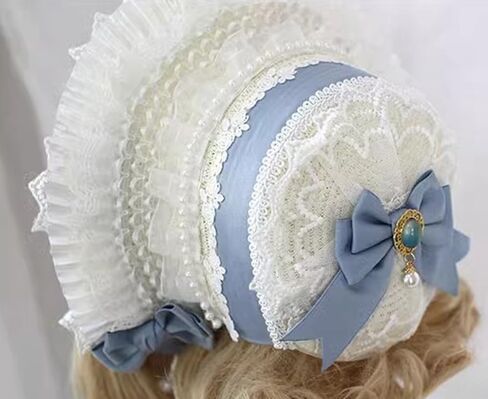 Women Girls Tea Party Hat Victorian Bonnet Hat Vintage Lace Flowers Flat Cap Lolita Cap for Prom in Saudi Arabia
