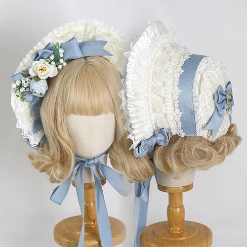 Women Girls Tea Party Hat Victorian Bonnet Hat Vintage Lace Flowers Flat Cap Lolita Cap for Prom in Saudi Arabia