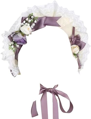 Women Girls Tea Party Hat Victorian Bonnet Hat Vintage Lace Flowers Flat Cap Lolita Cap for Prom in Saudi Arabia