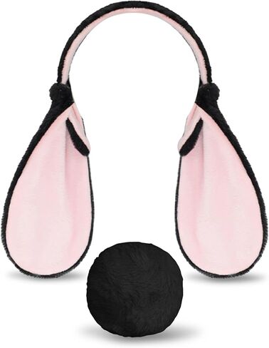 Brown Bunny Ears, Cute Animal Ears Headband & Black Tail, Adult Furry Rabbit Ear for Christmas Easter Halloween Cosplay Bunny Costume Accessories(Brown) in Saudi Arabia