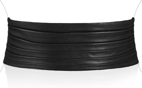 Sibba Black Elastic Wide Belts, Leather Corset Belt Thick Waist Belts, Stretchy Cinch Belt Vintage Waistband for Women Dress Party in Saudi Arabia