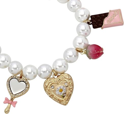 Betsey Johnson Women's Sweetheart Charm Pearl Stretch Bracelet in Saudi Arabia