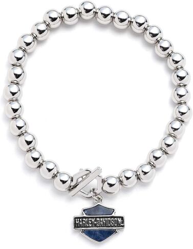 سوار Harley-Davidson نسائي من Bar & Shield Toggle Stretch Bead، فضي in Saudi Arabia