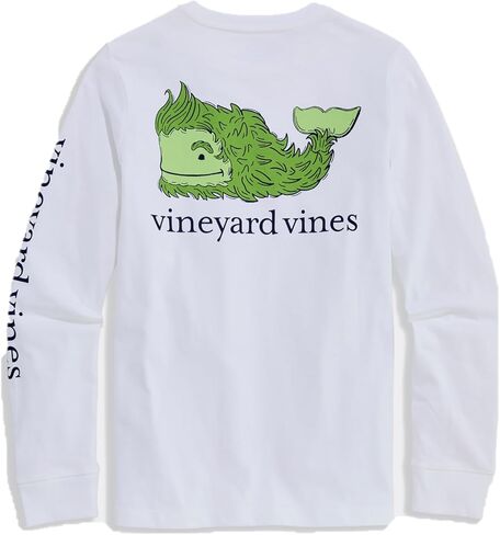 Vineyard Vines Boys Boys' Fuzzy Green Whale Long-Sleeve Pocket Tee in Saudi Arabia