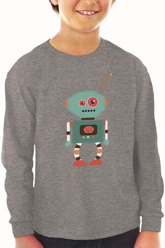 Kids Long Sleeve T Shirt Robot Robotics Engineering B Cotton Boy & Girl Clothes Funny Graphic Tee Royal Blue Design Only 5 6T in Saudi Arabia