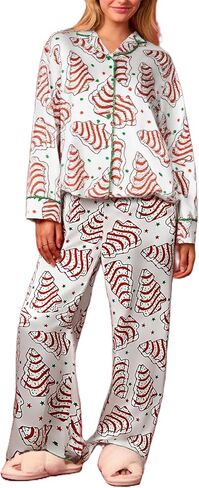 Women 2 Piece Buffalo Plaid Pajamas Lounge Set Y2k Long Sleeve Bow Tie Up Shirts Wide Leg Pants Sets Sleepwear in Saudi Arabia