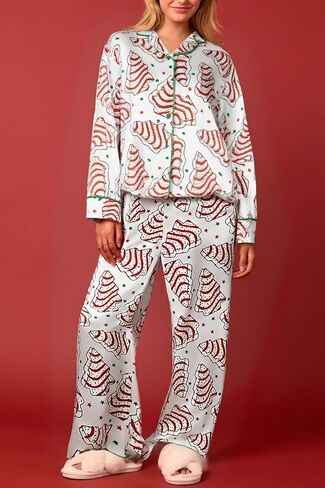 Women 2 Piece Buffalo Plaid Pajamas Lounge Set Y2k Long Sleeve Bow Tie Up Shirts Wide Leg Pants Sets Sleepwear in Saudi Arabia