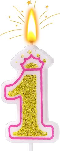 Birthday Number Candles, Number 4 Pink Giltter Candles for Cake, Candle Cake Topper with Sequins for Anniversary Celebrations Supplies (Number 4) in Saudi Arabia
