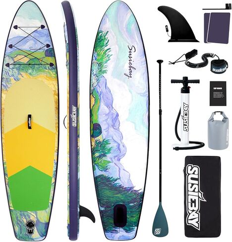 لوح مجداف قابل للنفخ، لوح مجداف بطول 11 قدمًا للبالغين والشباب، ملحقات SUP متينة مع سطح مانع للانزلاق، مضخة يدوية مزدوجة، حقيبة جافة سعة 10 لتر، حقيبة ظهر سعة 108 لتر in Kuwait