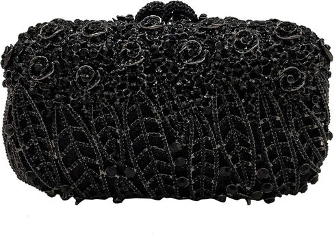 Boutique De FGG Flower Clutch Purse for Women Crystal Clutch Evening Bags Formal Party Rhinestone Purses and Handbags,Mini in Saudi Arabia