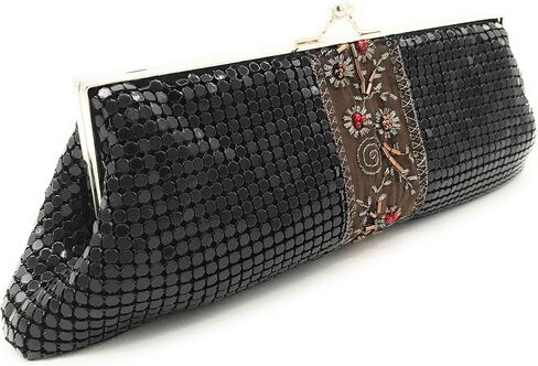 محفظة يد مسائية كلاسيكية - حقيبة يد شبكية معدنية بقفل قبلة مع حزام سلسلة، حقيبة رسمية صغيرة للنساء لحفلات الزفاف والحفلات الراقصة in Kuwait