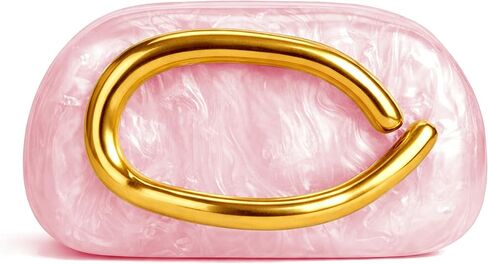 Acrylic Marble Evening Clutch Purse for Women, Solid Metal Handle in Saudi Arabia