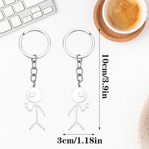 مضحك خربش Stickman المفاتيح، سلاسل المفاتيح زوجين على شكل قلب، هدية مجوهرات الصداقة لمسافات طويلة، حقيبة سحر Y2K الملحقات للنساء حقيبة محفظة الهدايا in Saudi Arabia