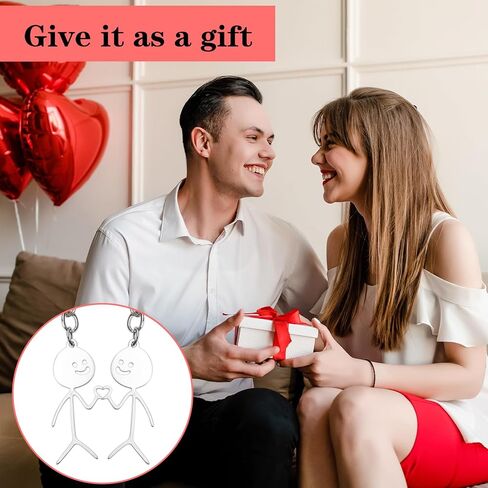 مضحك خربش Stickman المفاتيح، سلاسل المفاتيح زوجين على شكل قلب، هدية مجوهرات الصداقة لمسافات طويلة، حقيبة سحر Y2K الملحقات للنساء حقيبة محفظة الهدايا in Saudi Arabia
