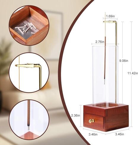SAMEBUTECO Windproof Incense Holder with Drawer, Ash-Free Glass Tube, Fireproof Stainless Steel Base, Wood Incense Burner for Meditation, Yoga, and Spa (20 Sticks Included) in Saudi Arabia