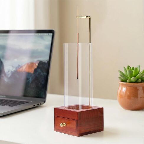 SAMEBUTECO Windproof Incense Holder with Drawer, Ash-Free Glass Tube, Fireproof Stainless Steel Base, Wood Incense Burner for Meditation, Yoga, and Spa (20 Sticks Included) in Saudi Arabia