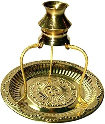 Shivling Stand with Brass Puja Plate Jalabhishek of Shivling Brass Lota for Puja Tripai Small Kalash Pot Hindu Item Showpiece for Pooja in Saudi Arabia