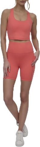 DKNY Womens High Waisted Compression Biker Short with 6" Pocket in Saudi Arabia