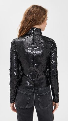 rag & bone Women's Lucy Sequin Turtleneck Top in Saudi Arabia