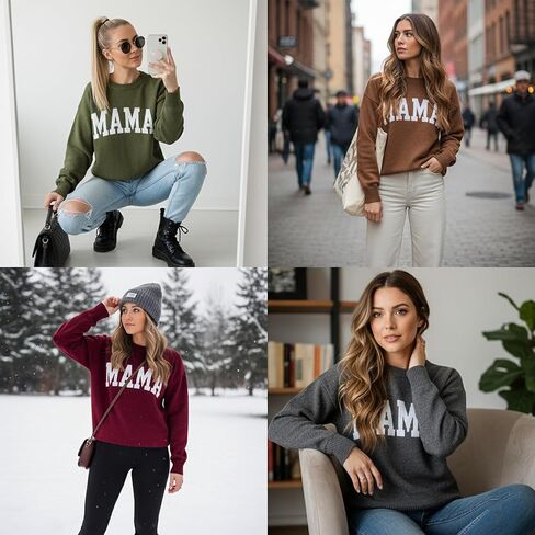 نوني مخصص سترة رسالة متماسكة، سترة شخصية للجنسين Crewneck البلوز للرجال والنساء، البلوزات الناعمة الجاكار متماسكة، هدية نصية مخصصة لفصل الخريف الشتاء عيد ميلاد الزوجين مطابقة الزي الملابس in Kuwait