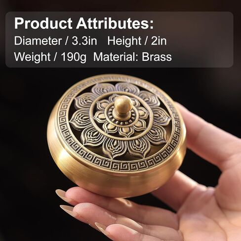 Brass Incense Burner Bowl, Lotus Shape, with Stick Holder & Incense net &Fire Cotton Incense Holder Cone Coil Incense Burner Ash Catcher with Lid for Indoor Office Décor, Handicraft Gifts,Censer in Saudi Arabia