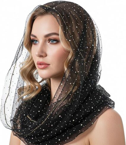 Fashion Head Scarf for Women Black Rhinestone Head Scarf for Women, 31.5 Inch Square Bandana, Sparkling 90s Style Hair Wrap & Shawl in Saudi Arabia