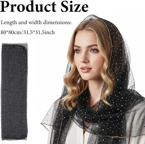 Fashion Head Scarf for Women Black Rhinestone Head Scarf for Women, 31.5 Inch Square Bandana, Sparkling 90s Style Hair Wrap & Shawl in Saudi Arabia