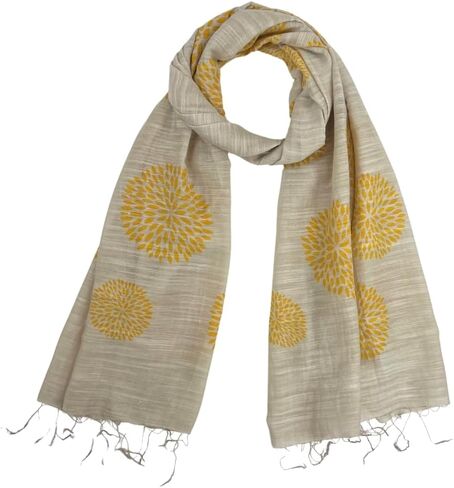 Humble Hilo Silk Blend Scarf Blooming Stencils Silk Cotton Scarf Floral Pattern Silk Neck Scarf for Women in Saudi Arabia