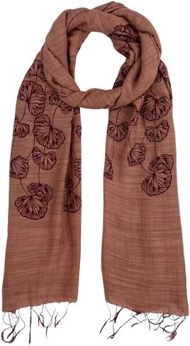 Humble Hilo Silk Blend Scarf Blooming Stencils Silk Cotton Scarf Floral Pattern Silk Neck Scarf for Women in Saudi Arabia