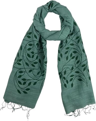 Humble Hilo Silk Blend Scarf Blooming Stencils Silk Cotton Scarf Floral Pattern Silk Neck Scarf for Women in Saudi Arabia