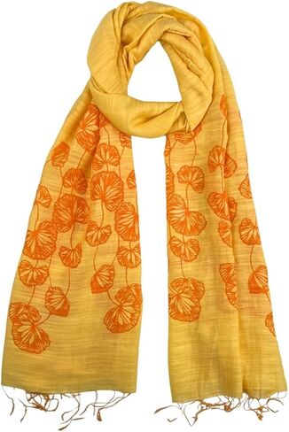 Humble Hilo Silk Blend Scarf Blooming Stencils Silk Cotton Scarf Floral Pattern Silk Neck Scarf for Women in Saudi Arabia