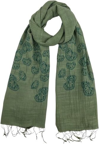 Humble Hilo Silk Blend Scarf Blooming Stencils Silk Cotton Scarf Floral Pattern Silk Neck Scarf for Women in Saudi Arabia