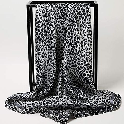 1PCS Large Square Scarf for Women 35x35 Inches Multicolor Leopard Print Lustrous Finish in Saudi Arabia