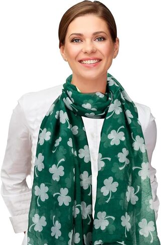 St-Patricks-Day-Scarf Green-Shamrock Shawl-Warp Soft Lighweight-Irish-Scarf for Women Girls in Saudi Arabia