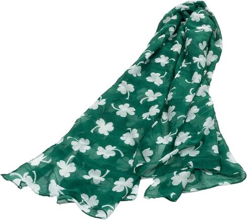 St-Patricks-Day-Scarf Green-Shamrock Shawl-Warp Soft Lighweight-Irish-Scarf for Women Girls in Saudi Arabia
