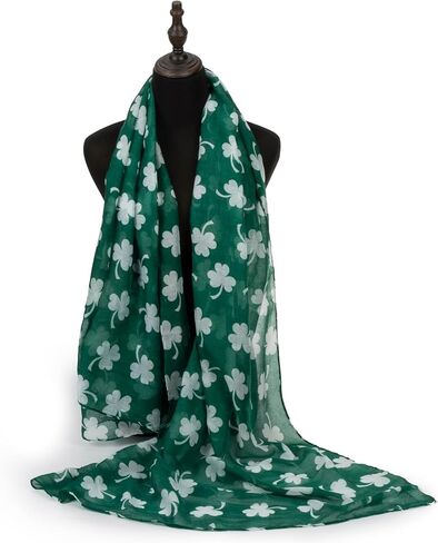 St-Patricks-Day-Scarf Green-Shamrock Shawl-Warp Soft Lighweight-Irish-Scarf for Women Girls in Saudi Arabia