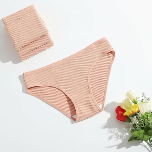 Women's Cotton Brief, Seamless Breathable Underwear, Sexy Low-waist Hipster Cheeky Brief, Bean Red, M-2XL in Saudi Arabia