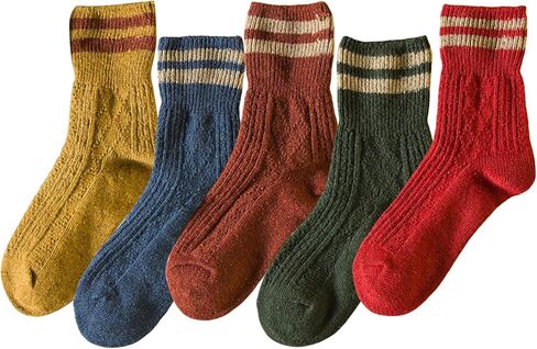 5 Pairs Women's Vintage Wool Socks, Super Cozy Thick Winter Hiking Crew Socks in Saudi Arabia
