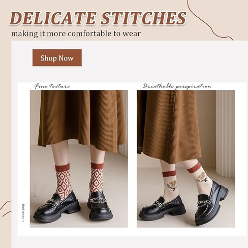 5 Pairs Women's Vintage Wool Socks, Super Cozy Thick Winter Hiking Crew Socks in Saudi Arabia