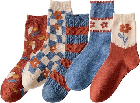 5 Pairs Women's Vintage Wool Socks, Super Cozy Thick Winter Hiking Crew Socks in Saudi Arabia