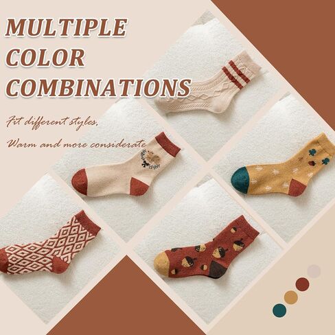 5 Pairs Women's Vintage Wool Socks, Super Cozy Thick Winter Hiking Crew Socks in Saudi Arabia