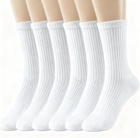 6 Pairs Calf Socks for Women,Women Ankle Socks,Cotton Crew Socks,Soft Above Ankle Sock Size 5-10 in Saudi Arabia
