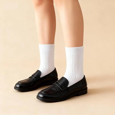6 Pairs Calf Socks for Women,Women Ankle Socks,Cotton Crew Socks,Soft Above Ankle Sock Size 5-10 in Saudi Arabia