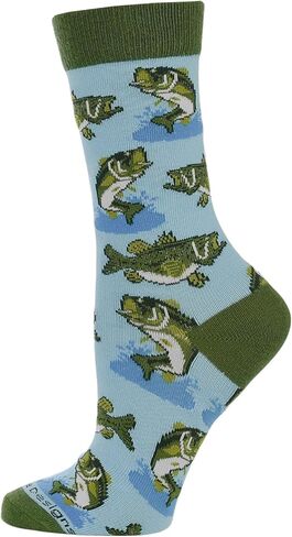 WHD Bass Fishing Crew Socks for Women & Men | Fishing Gift, Outdoor Adventure Socks in Saudi Arabia