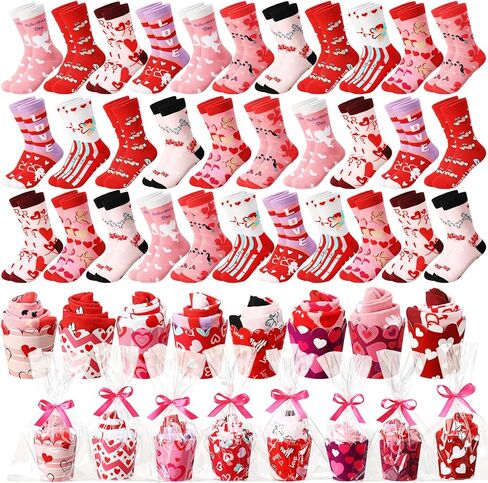 Foaincore 32 Pairs Valentine's Day Cupcake Socks Gifts for Women, Heart Print Cotton Crew Socks, Cute Cupcake Socks with Gift Packaging, Suitable for Valentine's Day Mother's Day Birthday Gifts in Saudi Arabia