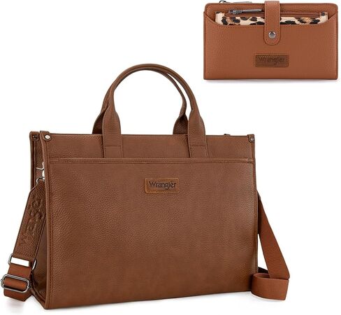 Wrangler Brown Laptop Bag and RFID Blocking Wallets Set for Women in Saudi Arabia