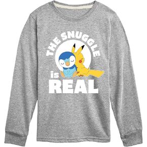 HYBRID APPAREL - Pokémon - The Snuggle is Real Pikachu and Piplup - تي شيرت برسومات طويلة الأكمام للأطفال والشباب in Kuwait
